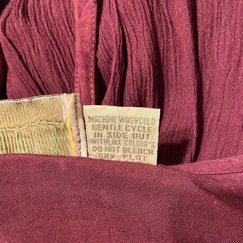 Boho Vintage Burgundy Maxi Dress - 36 inch length from waist to hem. 80s vintage - Picture 3 of 13